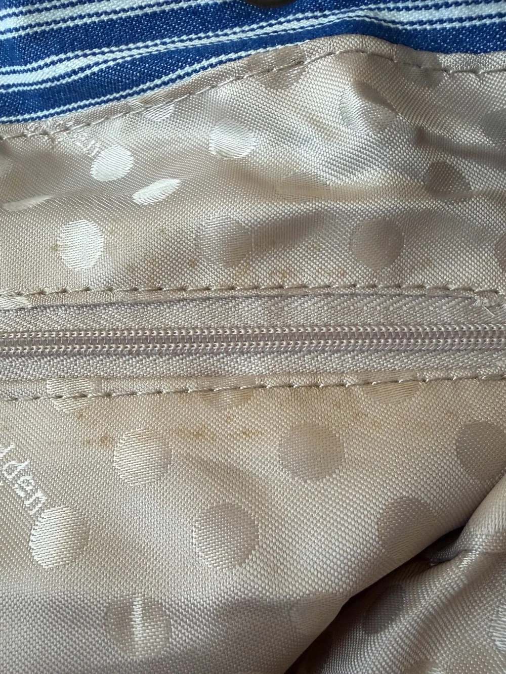 Madden Girl Blue & White Striped Canvas Backpack w/ Faux Leather Trim
